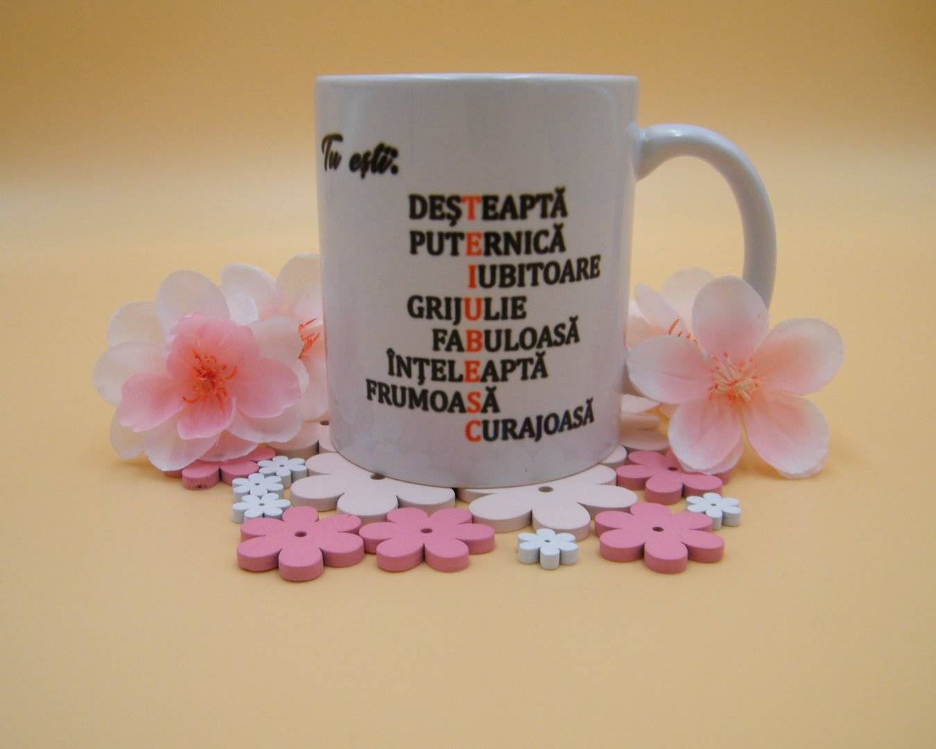 Cana personalizata cu poza si mesaj „te iubesc”