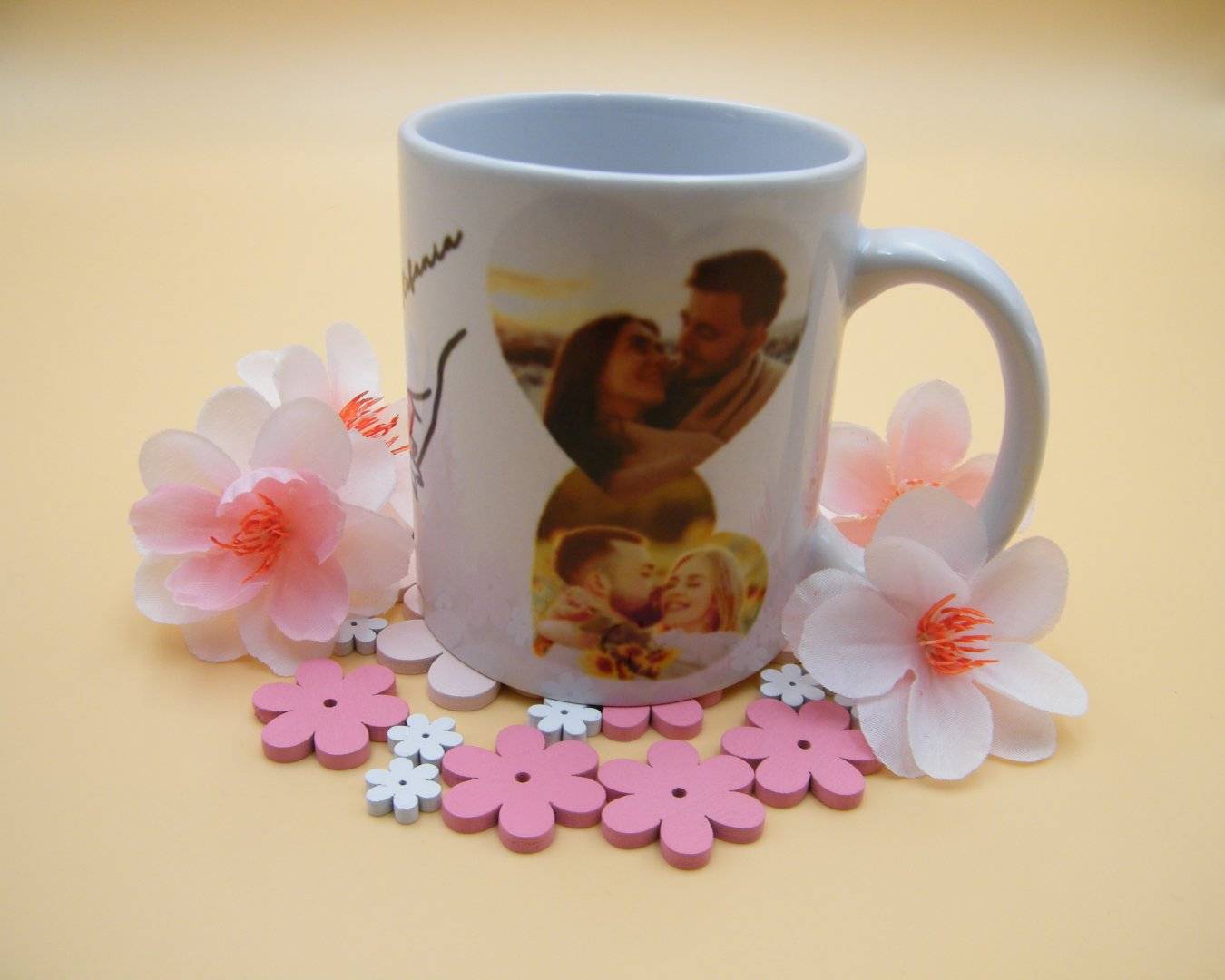 Cana personalizata cu poze si nume cuplu
