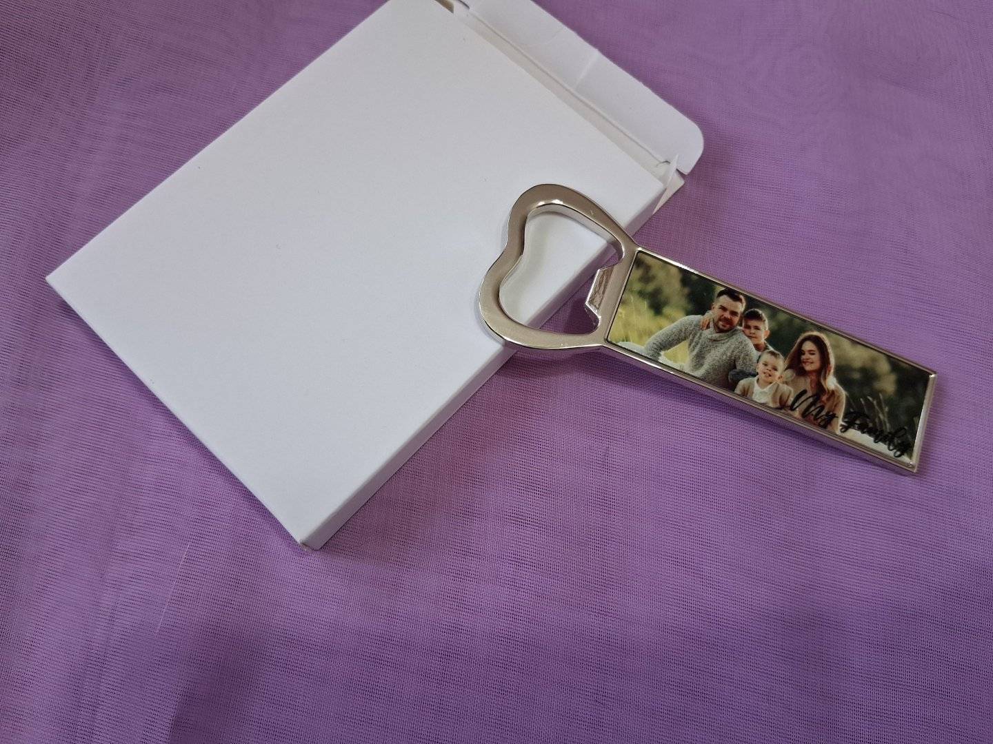 Desfacator metalic personalizat dreptunghiular „Familie...”