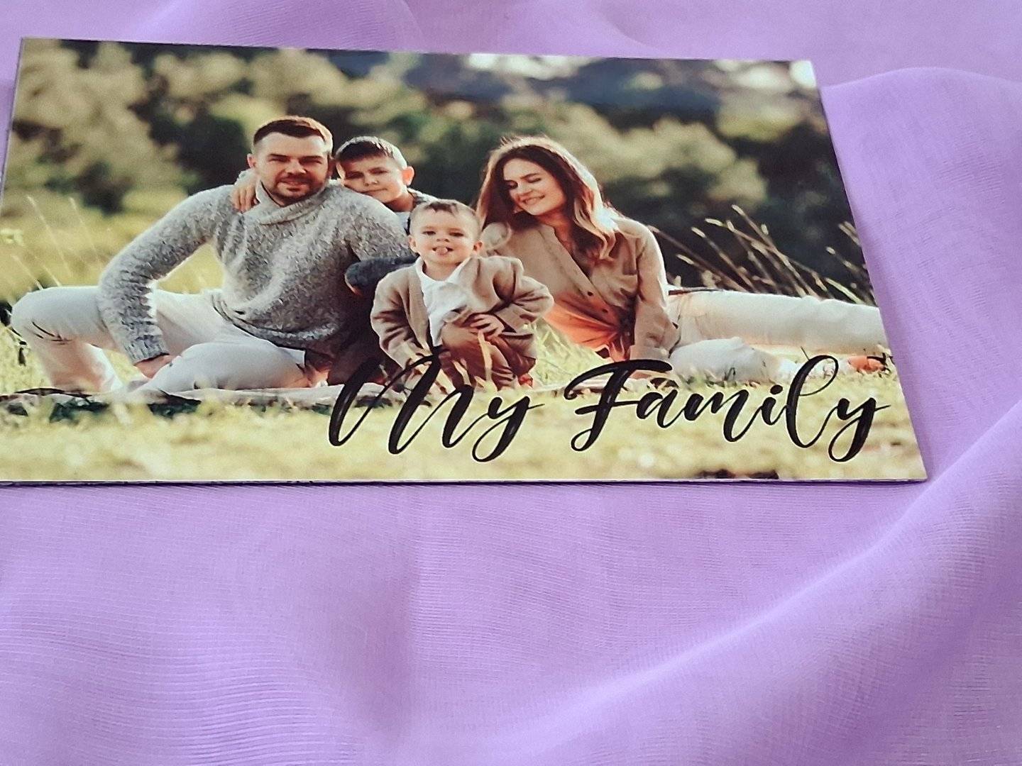 Magnet personalizat dreptunghiular din aluminiu „Familia mea”