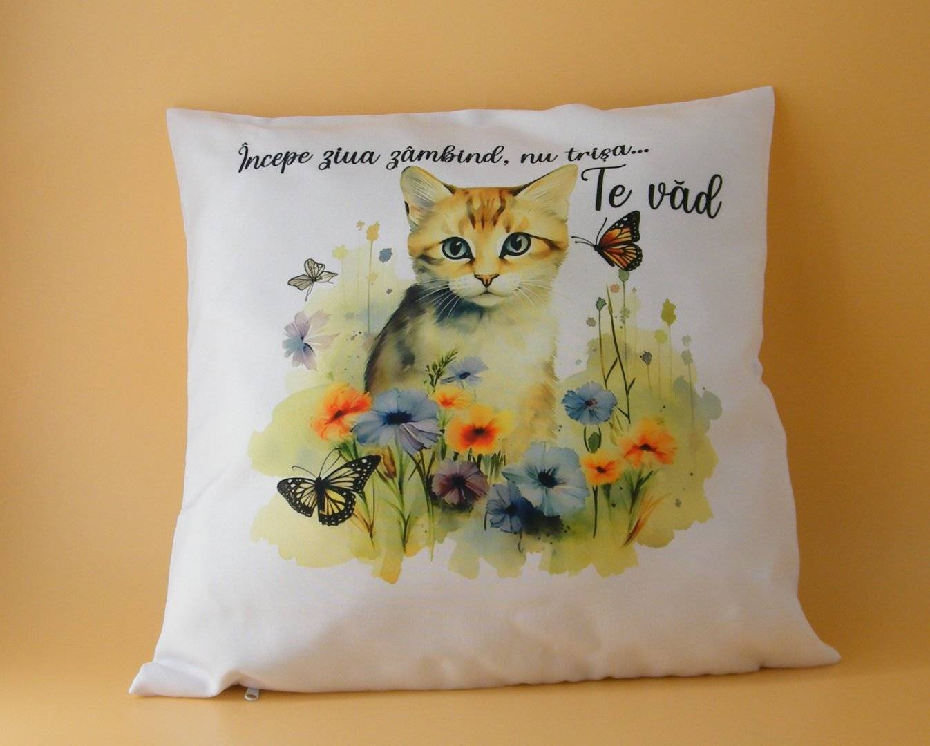 Perna decorativa personalizata cu mesaj si poza „Mesaj motivational”