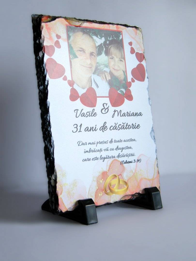 Placa de Ardezie Personalizata ANIVERSARA, 15 x 20 cm 