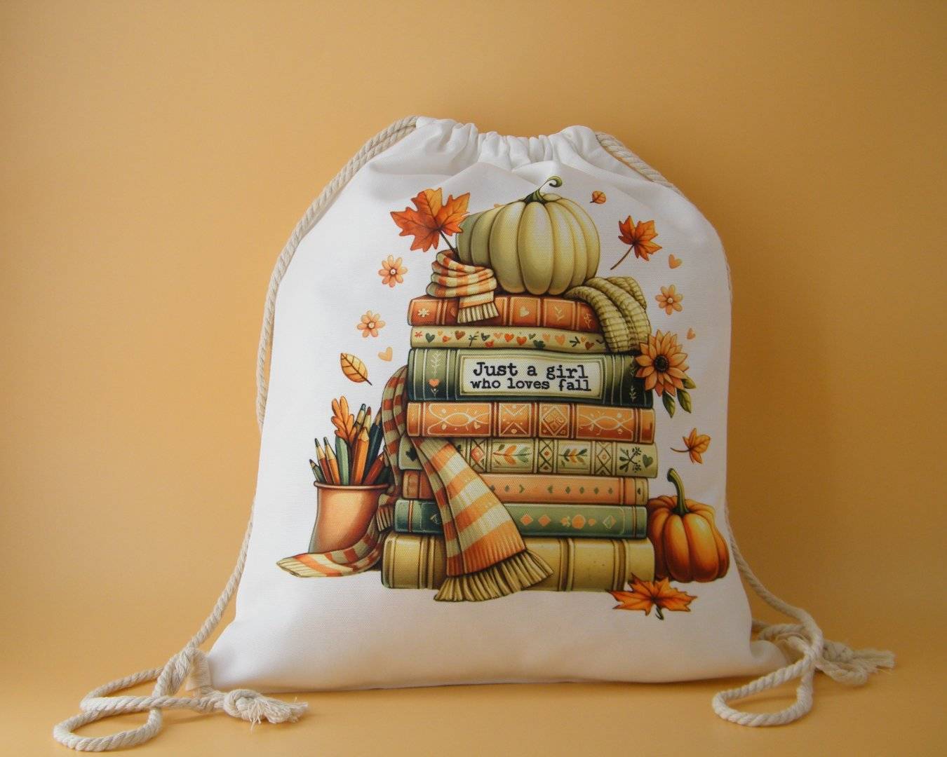 Rucsac canvas tip sac personalizat cu mesaj si poza „Incepe scoala...”