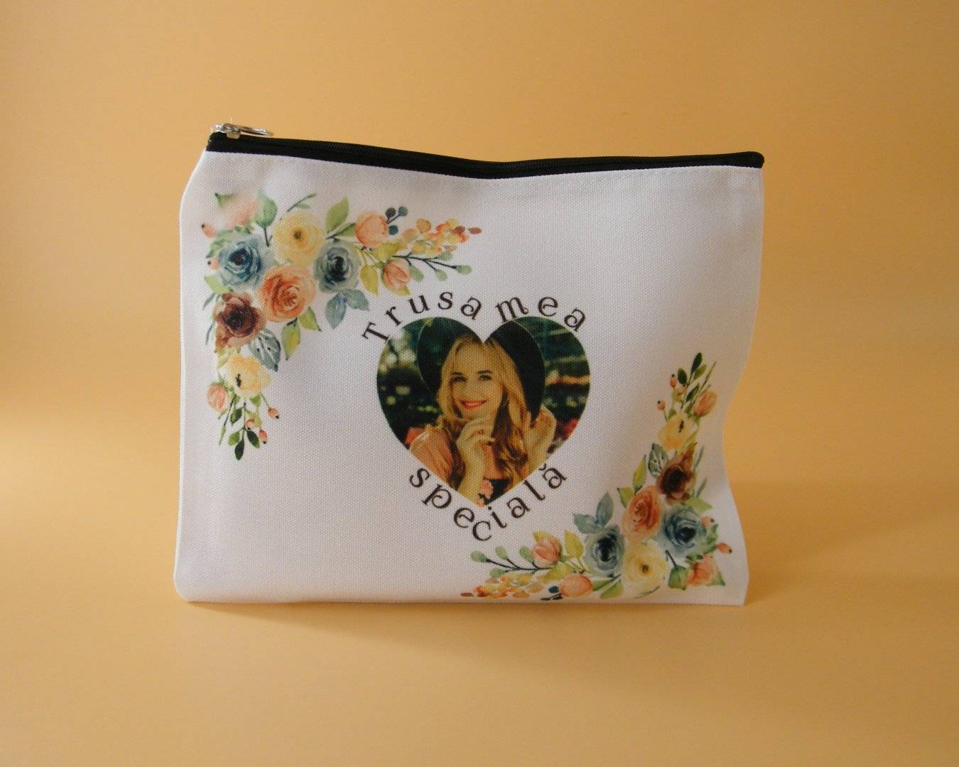 Trusa de accesorii makeup personalizata cu mesaj si poza