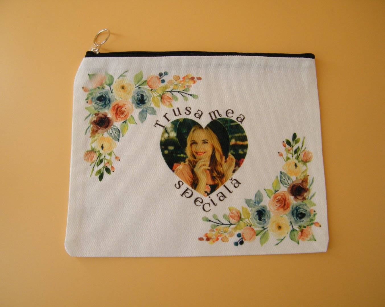 Trusa de accesorii makeup personalizata cu mesaj si poza