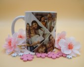 Cana personalizata cu model abstract cu 6 poze si text „Te iubim Buni”