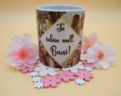 Cana personalizata cu model abstract cu 6 poze si text „Bunica”