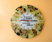 Ceas de perete rotund personalizat cu poze si mesaj „Familie...”