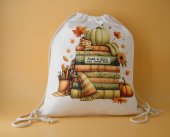 Rucsac canvas tip sac personalizat cu mesaj si poza „Vine Toamna”